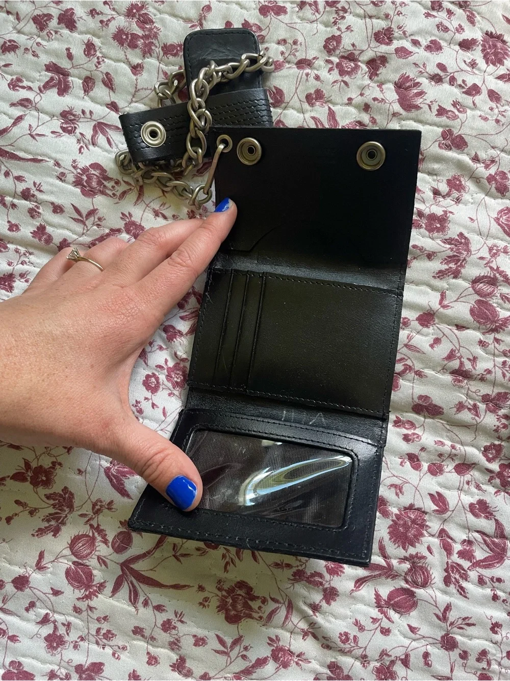 OCC Black Leather Chain Wallet